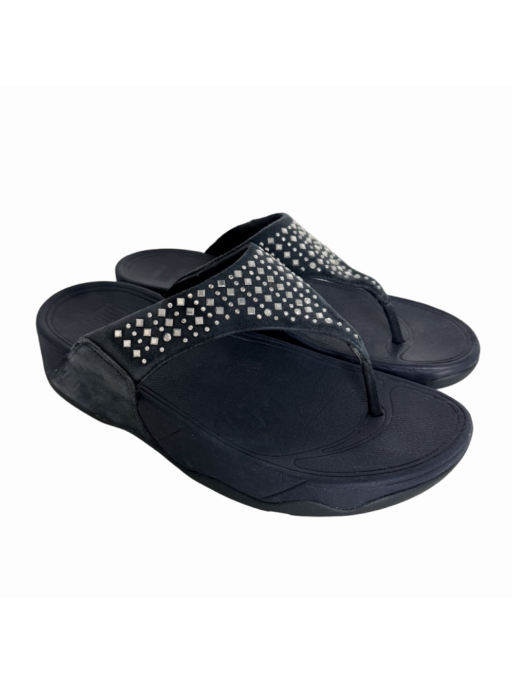 FitFlop Novy Studded Toe-Post Thong Sandals Women's Size 7 Navy ergonomic Summer
